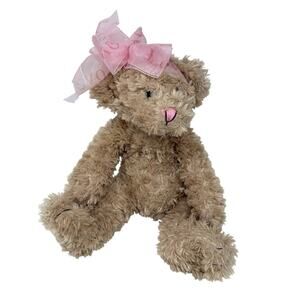 Pink Teddy Bear Plush 18 Inch Pastel Baby Pink Love Bow Weighted Stuffed Animal